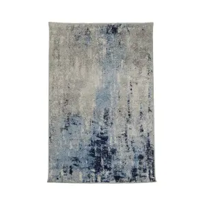 Gilbert Blue & Grey Abstract Small Rug, (L)150cm x (W)80cm