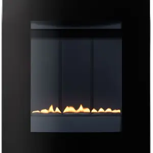 Focal Point Ebony flueless Curved glass front panel Black Manual control 2kW Gas Fire