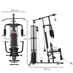 HOMCOM Multifunction Home Gym Weight Training Station Machine Black