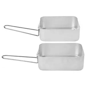 Aluminium Mess Tins, Camping Cookware 2Pcs, Silver, 1.6 & 1.1 litre