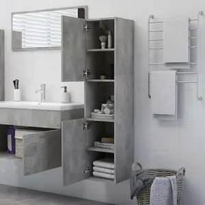 Berkfield Bathroom Cabinet Concrete Grey 30x30x130 cm Engineered Wood