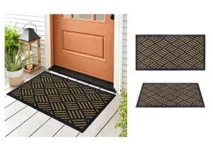 A.Unique Home 8mm Natural Coir Doormat with Printed Pattern 40cm x 80cm - Non-Slip Rubber Backed - GRIDS MAT