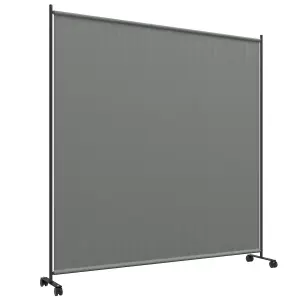 Outsunny Garden Screen with Wheels, 6ft Rolling Privacy Room Divider, Dark Grey