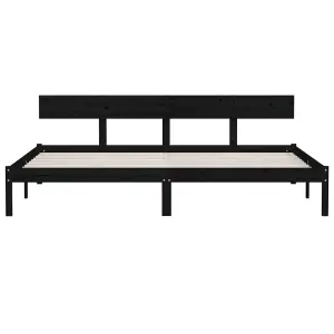 Berkfield Bed Frame Black Solid Wood Pine 180x200 cm Super King Size