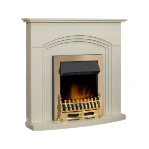 Adam Truro Fireplace in Cream with Blenheim Electric Fire in Brass, 41 Inch