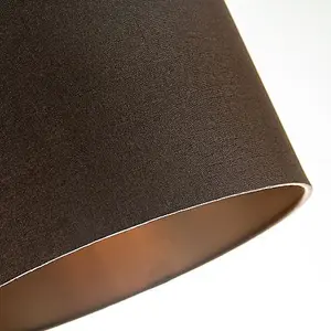 Contemporary and Sleek Brown Textured Linen Fabric Drum Lamp Shade 60w Maximum