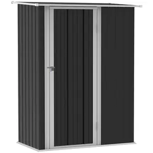 2.75 ft. W x 4.66 ft. D Metal Tongue & Groove Flat Garden Shed Black/Grey