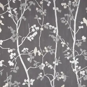 GoodHome Bromus Charcoal Metallic effect Floral Textured Wallpaper Sample