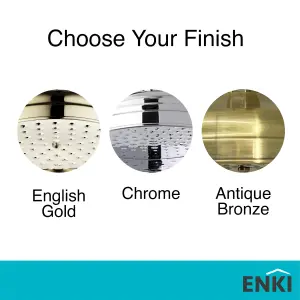 ENKI Traditional Gold Fixed Brass Shower Head Large 200mm