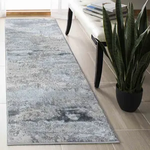 Onyx Modern Grunge Sprayed Abstract Area Rugs Silver 60x220 cm