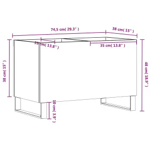 vidaXL Record Cabinet Smoked Oak 74.5x38x48 cm Engineered Wood