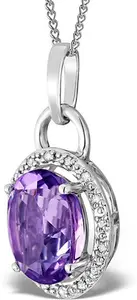 Amethyst 2.34Ct And Diamond 9K White Gold Pendant Necklace