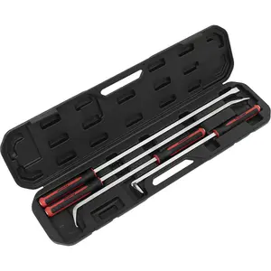 4 Piece Heavy Duty Pry Bar Set - Hammer Cap - Soft Grip Handles - Storage Case