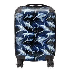 Hand Drawn Shark Pattern Suitcase - Mini Cabin