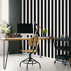 Superfresco Easy Black & white Stripe Smooth Wallpaper