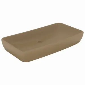 Belfry Bathroom Mcneely 380mm W Ceramic Rectangular Sink Cream