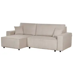 Sofa Bed ABACKA Beige Corduroy Right Hand