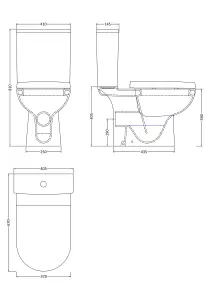 Destin Square Ceramic Set - Includes Close Coupled Toilet Pan, Cistern, Seat, 1 Tap Hole 600mm Basin & Full Pedestal - Balterley