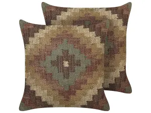 Set of 2 Cushions MAGURI Jute 45 x 45 cm Oriental Brown