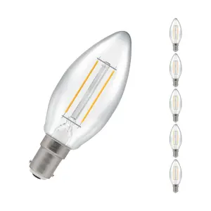 Crompton Lamps LED Candle 2.5W B15 Dimmable Filament (5 Pack) Cool White Clear (25W Eqv)