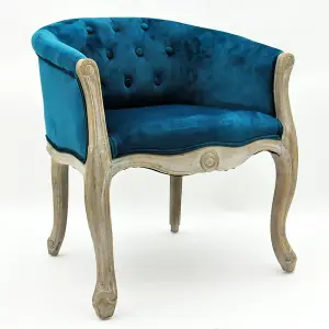 Natural FR Louis Chair - Velvet - L61 x W61 x H71 cm - Teal