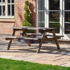 Oakham 5ft Picnic Bench - L152 x W140 x H72.5 cm - Rustic Brown