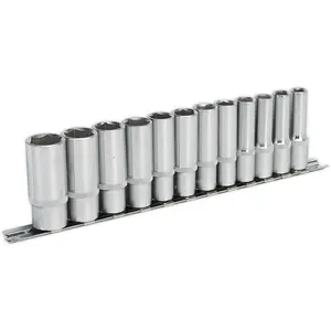 Premium 12-Piece Deep Socket Set - 3/8" Metric Square Drive with High Torque Performance