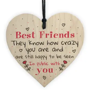 Red Ocean Best Friend Birthday Gift Friendship Sign Shabby Chic Handmade Wood Hanging Heart Thank You Keepsake Plaque