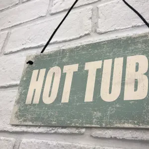 Red Ocean Hot Tub Novelty Shabby Chic Hanging Plaque Garden Shed Sign Jucuzzi Pool Funny Outdoor Sign