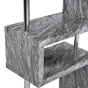 Miami High Gloss Grey Shelving Unit In Melange Marble Effect