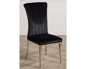 Paris Black Velvet Fabric Dining Chairs for Dining Room or Kitchen