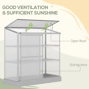 Outsunny 4x2ft 3-Tier Greenhouse Outdoor Plant Grow Aluminium Frame w/ Roof Door