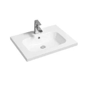 5414 Ceramic 60cm x 45cm Mid-Edge Inset Basin with Oval Bowl