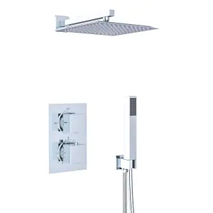 Nes Home 2 Dial 2 Way Square Concealed Thermostatic Shower Mixer,Head,Handset set