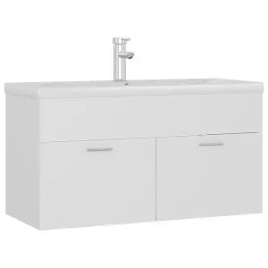 Berkfield Sink Cabinet with Built-in Basin White Engineered Wood