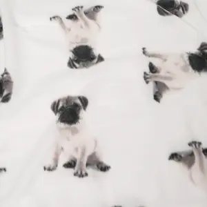 Pack of 10 x Pug Dog Printed Fleece Blanket Throw