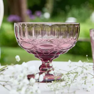 Set of 2 Vintage Pink Glass Trifle Bowl and Dessert Bowls