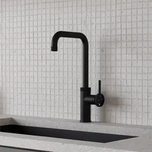 Liquida LB418MB Industrial Style Single Lever Matt Black Kitchen Mixer Tap