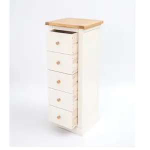 Castelli 5 Drawer Narrow Chest of Drawers Wood Knob