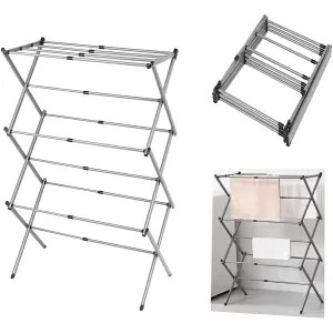 3 Tier 7.5m Drying Rack Extendable Compact Clothes Airer Laundry Indoor Outdoor