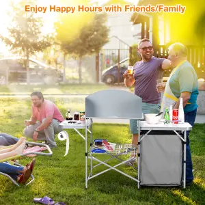 Costway Outdoor Camping Table with Storage Lightweight & Portable Grill Table