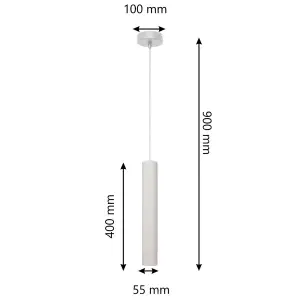 Luminosa Tuba Slim Pendant Ceiling Light White 10cm