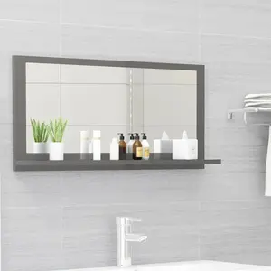 Dorlene Framed Wall Mounted Bathroom Mirror High Gloss Grey / 80 cm