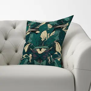 Green Beige Tropical Leaves Cushions 60cm x 60cm