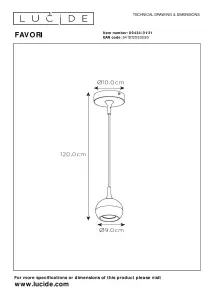 Lucide Favori Modern Pendant Light 9cm - 1xGU10 - White