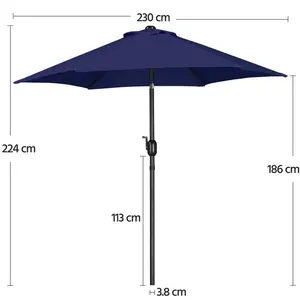 Market Parasol Navy Blue / 224cm H x 230cm W x 230cm D