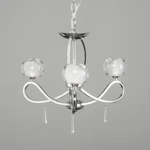 Litecraft Marta Chrome 3 Lamp Glass Ceiling Pendant Light