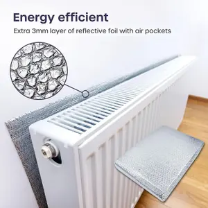 Energy-Saving Radiator Foil 5m x 60cm - 2-Pack Reflective Insulation Panels with Adhesive Pads for Home Heating Efficiency