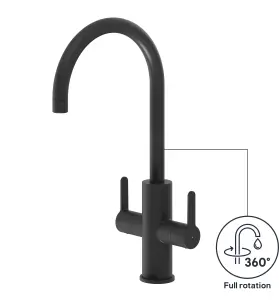 GoodHome Zanthe Black Graphite effect Kitchen Twin lever Tap