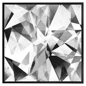 Black & white geometric grunge pattern (Picutre Frame) / 20x20" / White